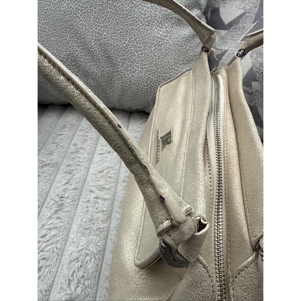 VINTAGE JUDITH RIPKA "JANE" GOLDEN METALLIC LEATHER EAST-WEST HANDBAG. Read - Picture 12 of 16